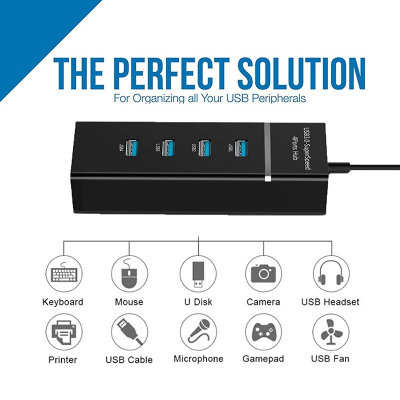 High Speed Usb 3.0 Hub 4 Port Splitter Adapter 5Gbps Draagbare Voor Pc Laptop Ultrabook Notebook Tablet Computer
