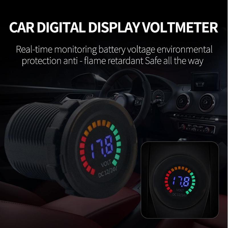 Trwałe woltomierz wielofunkcyjny 12V 24V samochód motocykl łódź 3 cyfrowy woltomierz woltomierz z alarm niskiego napięcia