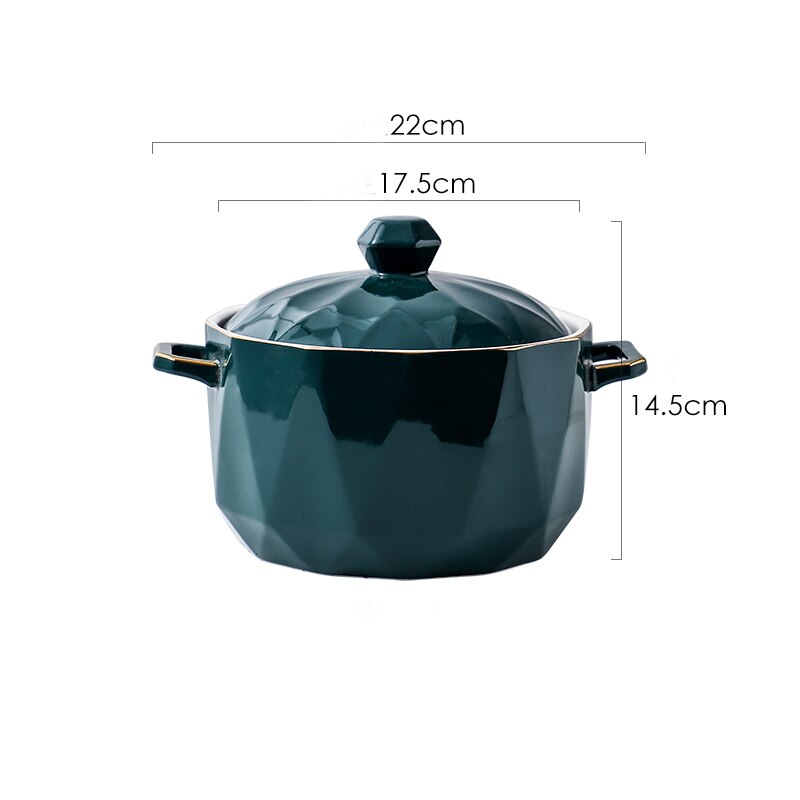 Kreatywne gospodarstwo domowe natychmiastowa miska z pokrywką na makaron styl skandynawski sałatka ceramiczna zupa owocowa wazy przeciw poparzeniom ryż spożywyczy garnek: zielony M