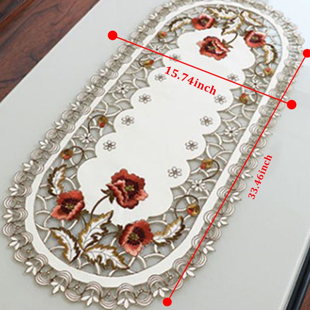 Vintage oval dug bord spisebord betræk europæisk broderet garn blomst stof fest stue bord måtte betræk boligindretning