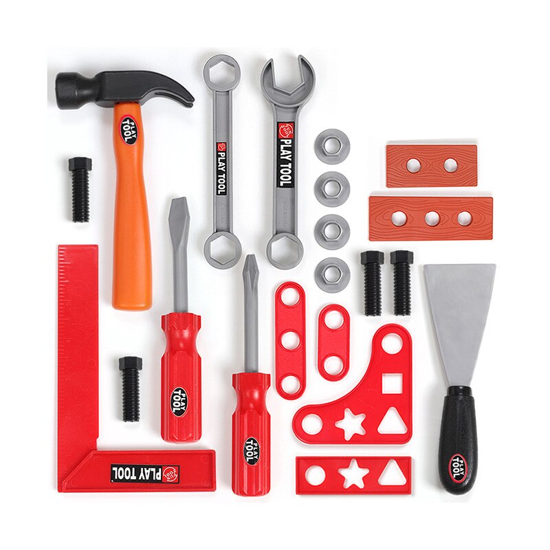 Kit de caja de herramientas para niños, juguetes educativos de simulación, herramientas de reparación, taladro, juego de plástico, rompecabezas de ingeniería,: 21pcs