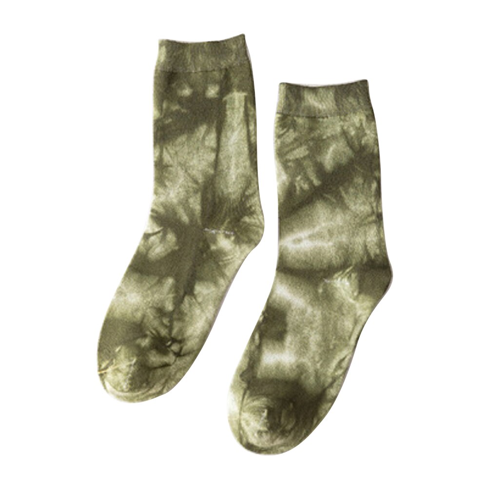 Men Women Cotton Crew Socks, Casual Breathable Tie Dye Printed Socks for Outdoor Hiking Jogging: Avocado