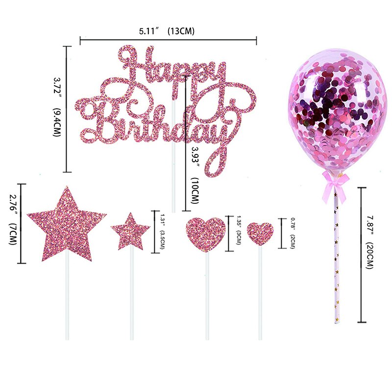 Adornos para pastel de oro rosa, confeti artesanal, decoración de tartas, estrellas, decoración para magdalenas, cumpleaños de adulto, decoración de feliz cumpleaños chico chica, 22 Uds.