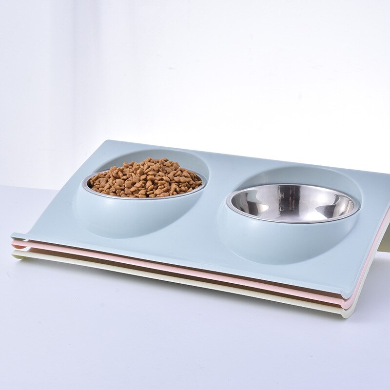 Double Bowls Pet dog cat Feeding Station Stainless Steel Water Food Bowls Feeder Solution for Dogs Cats supplies