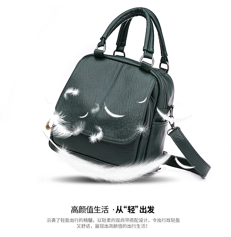 Sac à dos en cuir Pu souple pour femmes, sacoche Style, tendance Simple collégiale Style , décontracté