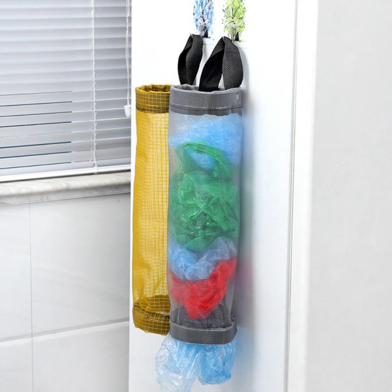 Garbage Baskets Convenient Home Kitchen Round Organizer Garbage Bag Sundries Plastic Bag Holder Dispenser Hanging Storage Trash