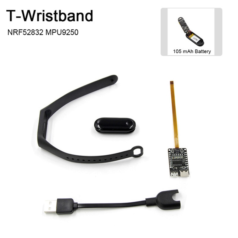 LILYGO® TTGO T-Wristband Series DIY Programmable Bracelet ESP32-PICO-D4 0.96 Inch IPS Screen MPU9250 NRF52832 Module Vibration: NRF52832 Version