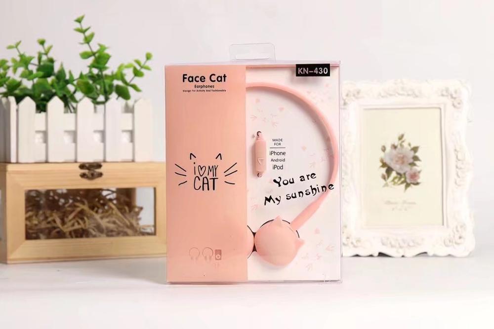 Schattige kattenkoptelefoon, over-ear muis, stereo hoofdtelefoon met microfoon, kinder-dochter oordopjes, headset met retailverpakking: Roze