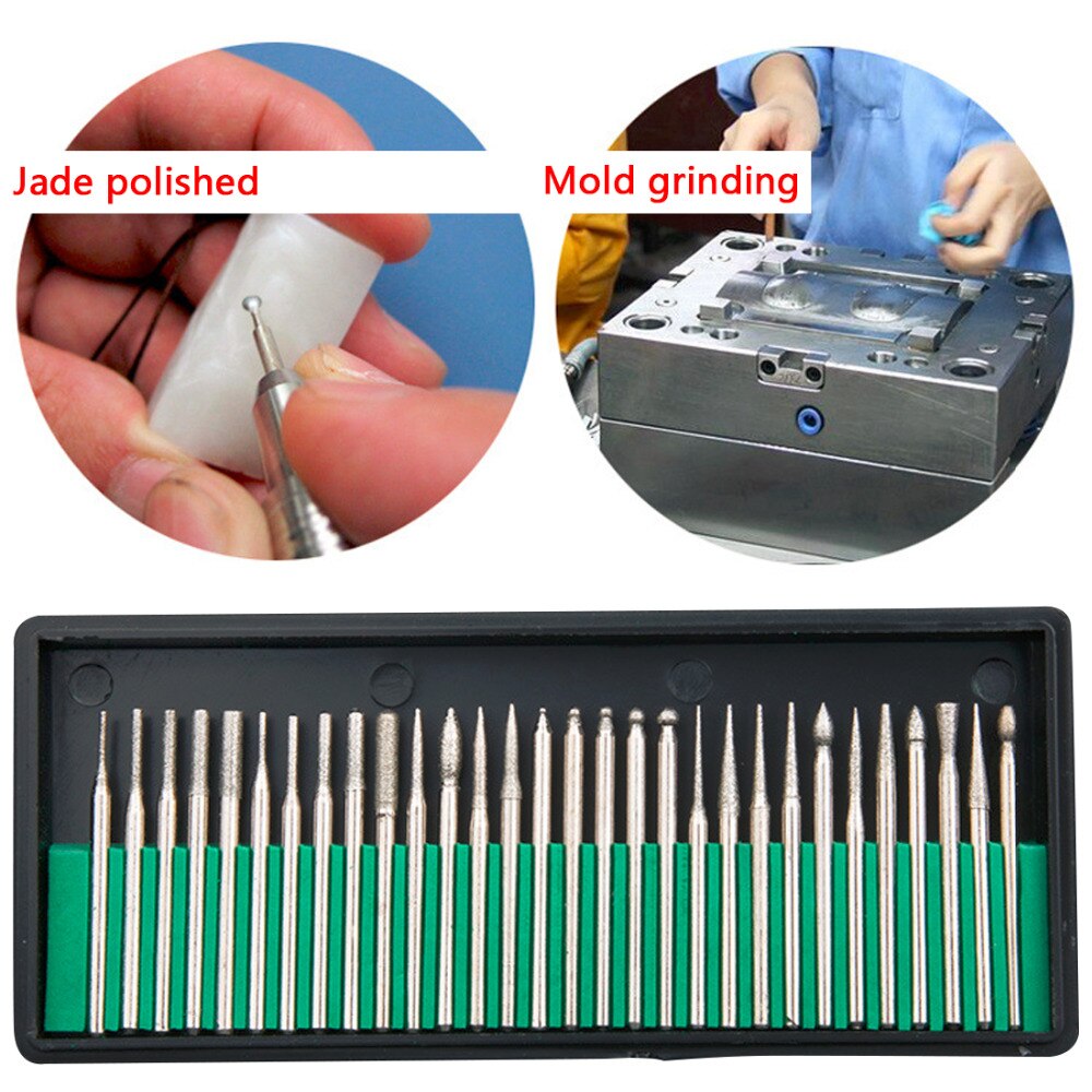 Power Tools Accessoires Roterend Gereedschap Diamond Burs Slijpschijf 2.35/3 Mm Schacht Van 30 Stuks Voor Dremel Gereedschap accessoires