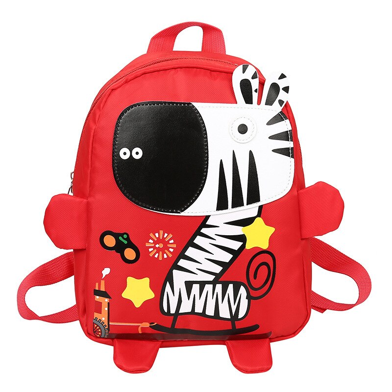 Cartoon Nylon Children Backpacks Toddler Kindergarten Schoolbag Kids Backpack Zebra Children School Bags Girl Boy Backpacks: Red