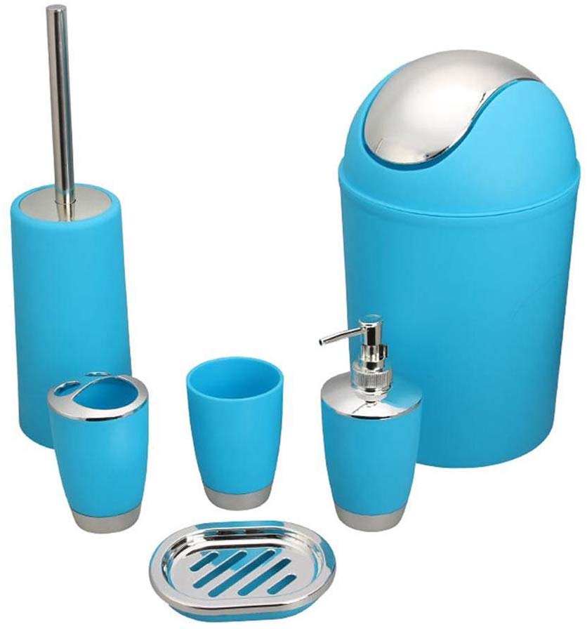 Yooap lata de lixo para hotel, itens domésticos, revestimento, plástico, banheiro, conjunto de 6 peças, acessórios para banheiro: Azul