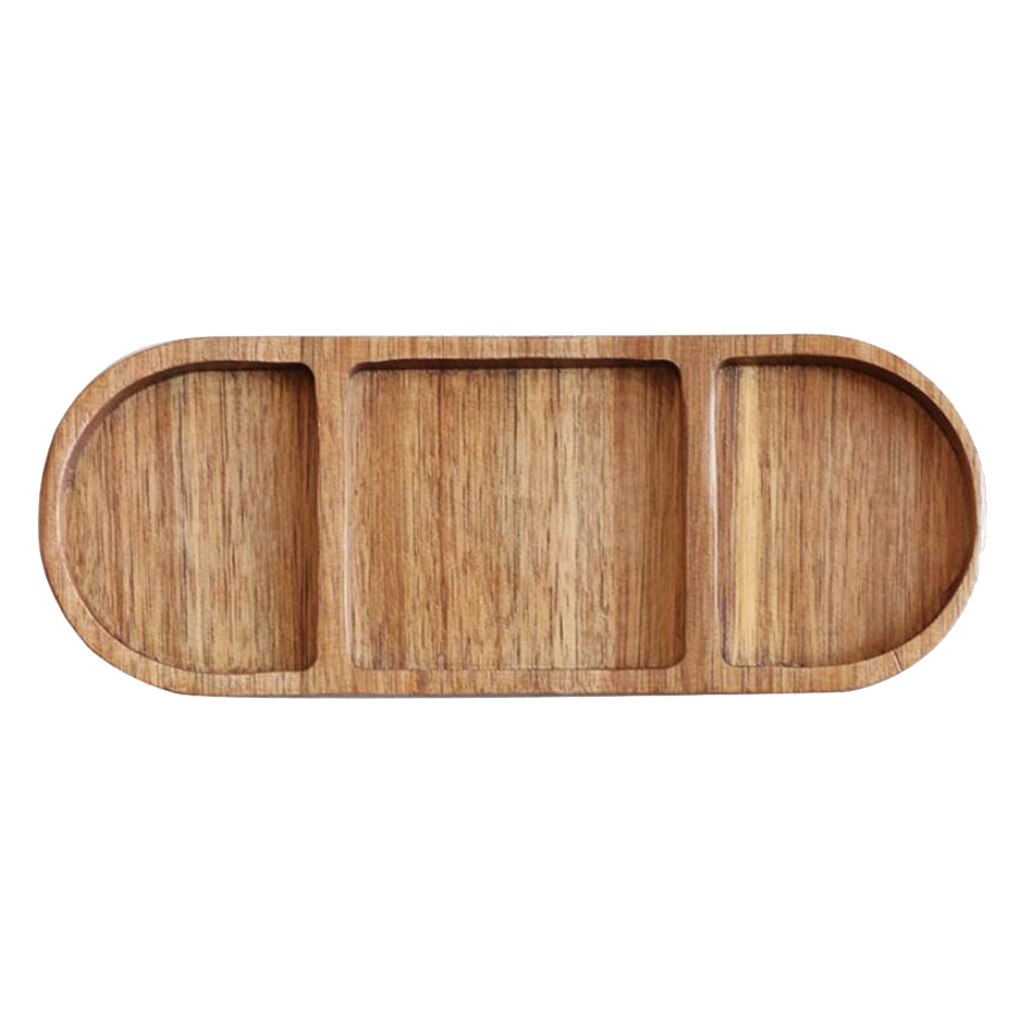 Divided Serving Tray Wooden Snacks Dish Tray For Home Kitchen Dining Room