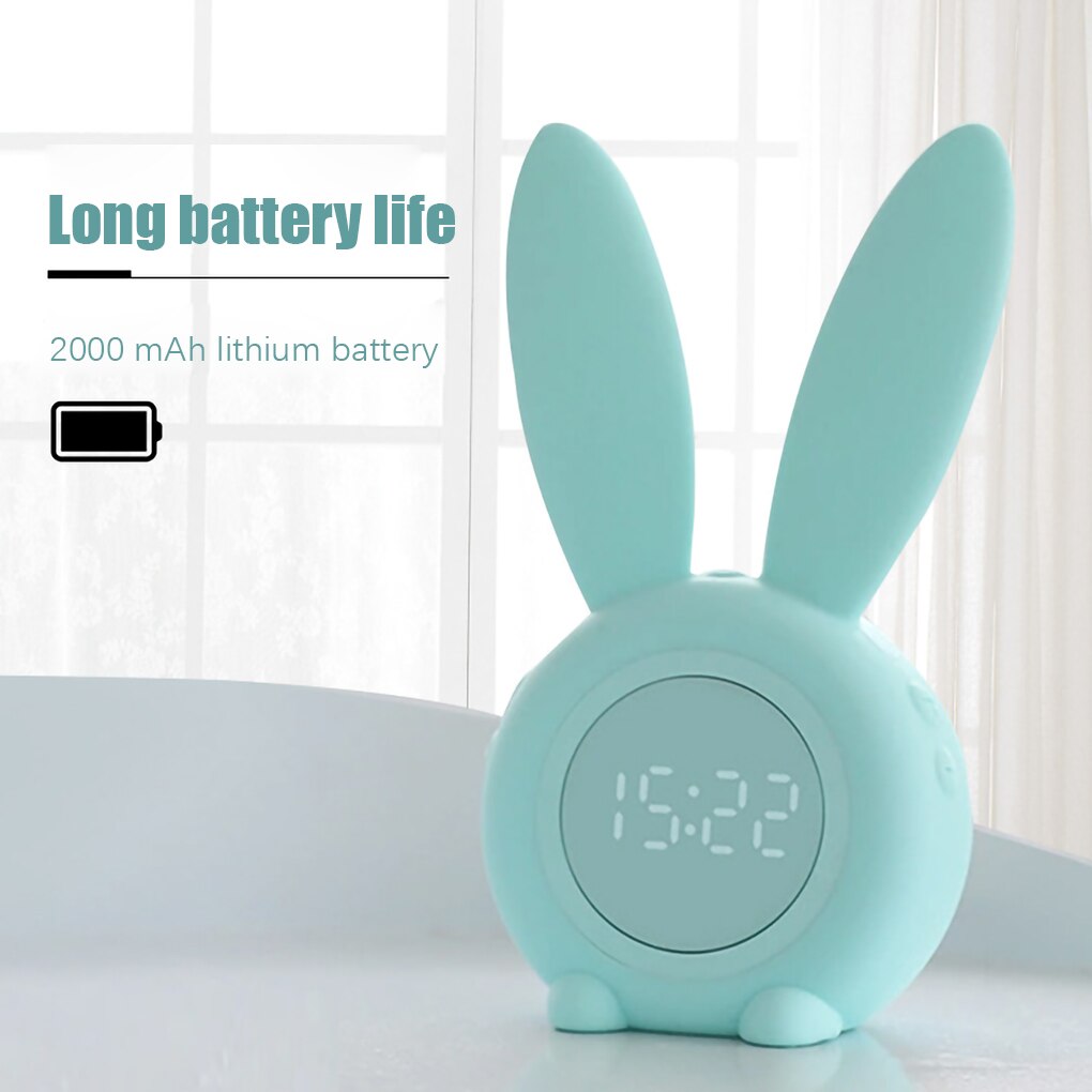 Réveil lapin numérique Led USB, horloge électronique, réveil, veilleuse, , dessin animé