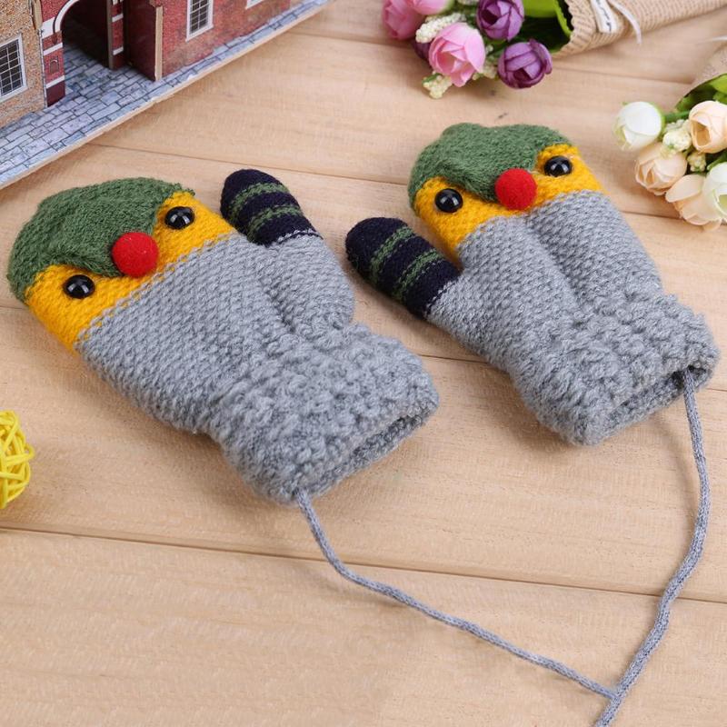 JOCESTYLE Kinder Winter Nette Schöne Cartoon tier Vogel Kinder Baby Gestrickte Elastische Fleece Dicken Handschuhe