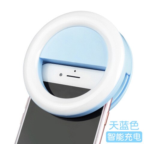 [Luz de relleno para cámara de teléfono móvil + soporte para teléfono móvil] producto útil Douyin carga Selfie en vivo embellecimiento de luz de relleno: Charging  Sky Blue