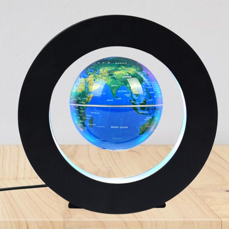 -Floating Globe Globe World Map Magnetic Levitation Globe C-Frame LED English Blue Globe for Kids US Plug