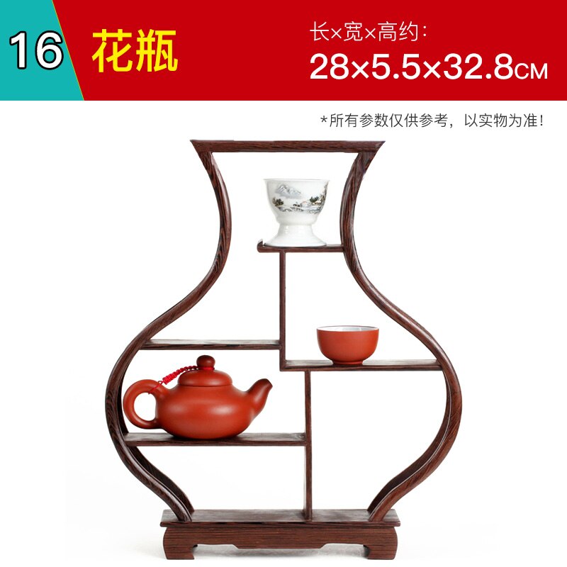 Kleine Massief Houten Eenvoudige Thee Pot Houder Antiek-En-Curiosa Planken Kippenvleugels Hout Chinese Stijl Thee Pot lade: 16 vase
