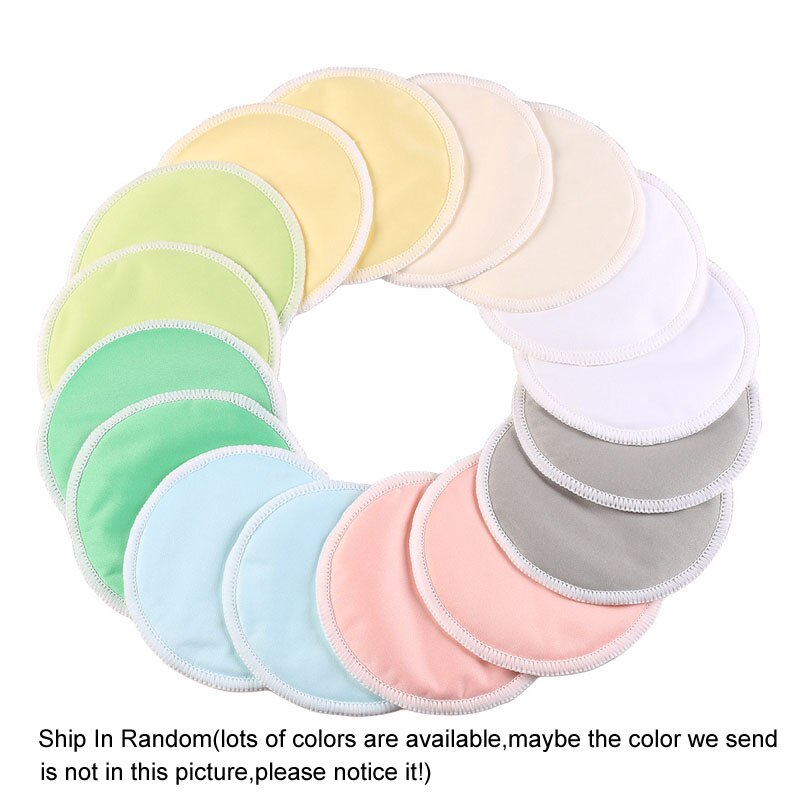 12PCS Reusable Nursing Breast Pads Bamboo For Pregnant Women Large Absorbency Waterproof Maternity Nursing Pads Washable: 12pcs Random Solid