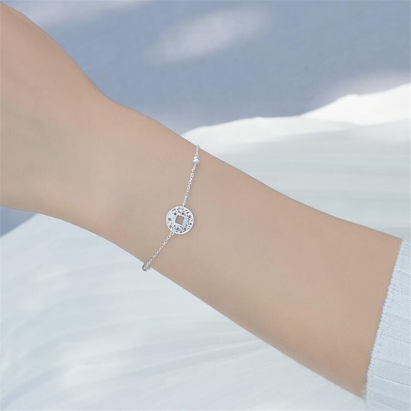 Creatieve Klassieke Prachtige Mode 925 Sterling Zilveren Sieraden Vrouwelijke Coin Bead Bal Temperament Armbanden SB133
