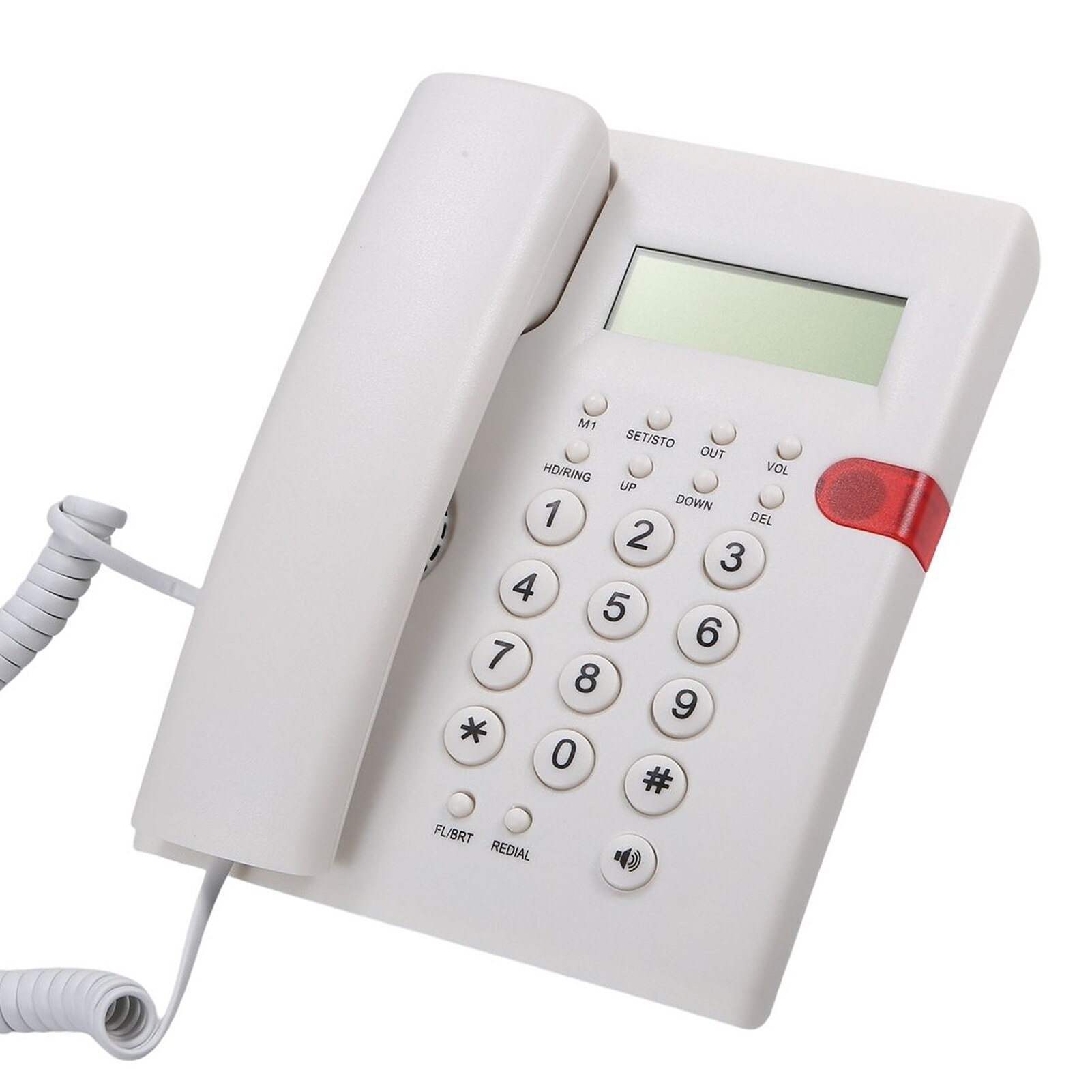 Teléfono fijo sin batería de escritorio con identificación de llamadas, pantalla LCD ajustable, brillo, línea telefónica de EE. UU.