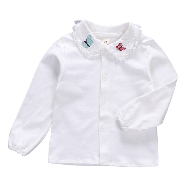 Kinderkleding Meisjes Witte Blouse Lange Mouwen Kinderen Shirts Meisje Blouses School Kleding Kids Tops: Default Title