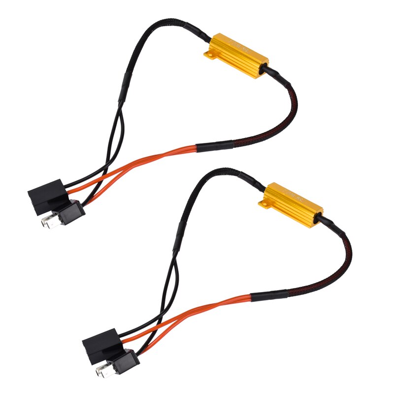 2pcs 50W 6Ohm Load Resistor Wire for Fix LED Bulb Fast Hyper Flash Cancel Error on Car Computer Stop Flashing H7 CanBus Wires