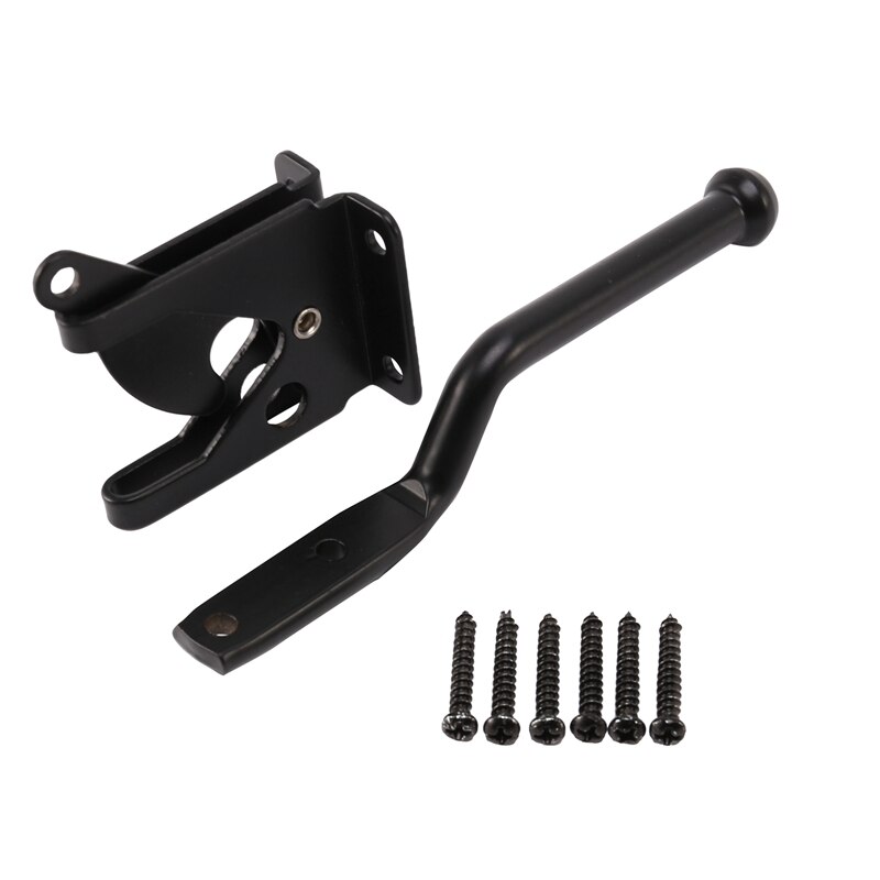 Self Locking Gate Latch Automatic Gravity Lever Fence Gate Lock for Wood Fence Gate Door Latches Steel Black: Default Title