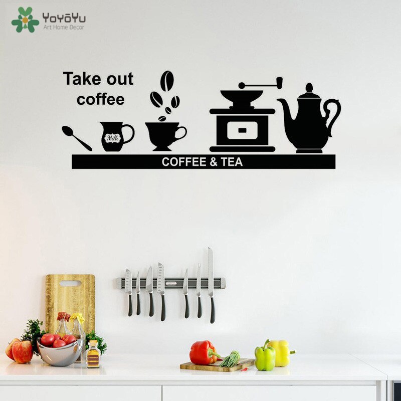 YOYOYU Wall Decal Coffee And Tea Wall Stickers Take Out Coffee Kitchen Lounge Picture Poster Wall Quotes Stickers Home Art QQ180