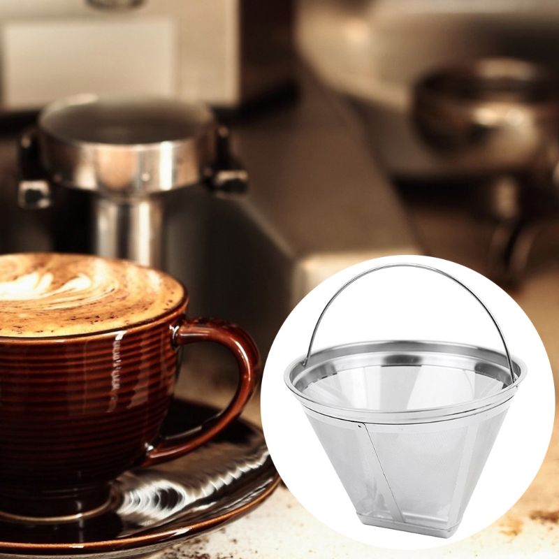 Stainless Steel Reusable Cone Shape Coffee Filter Dripper Strainer Mesh Basket