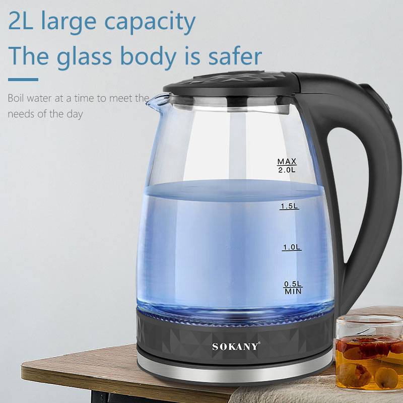 Top Choice - Glazen waterkoker - 2200 watt - 1.8 liter - droogkookbeveiliging - led