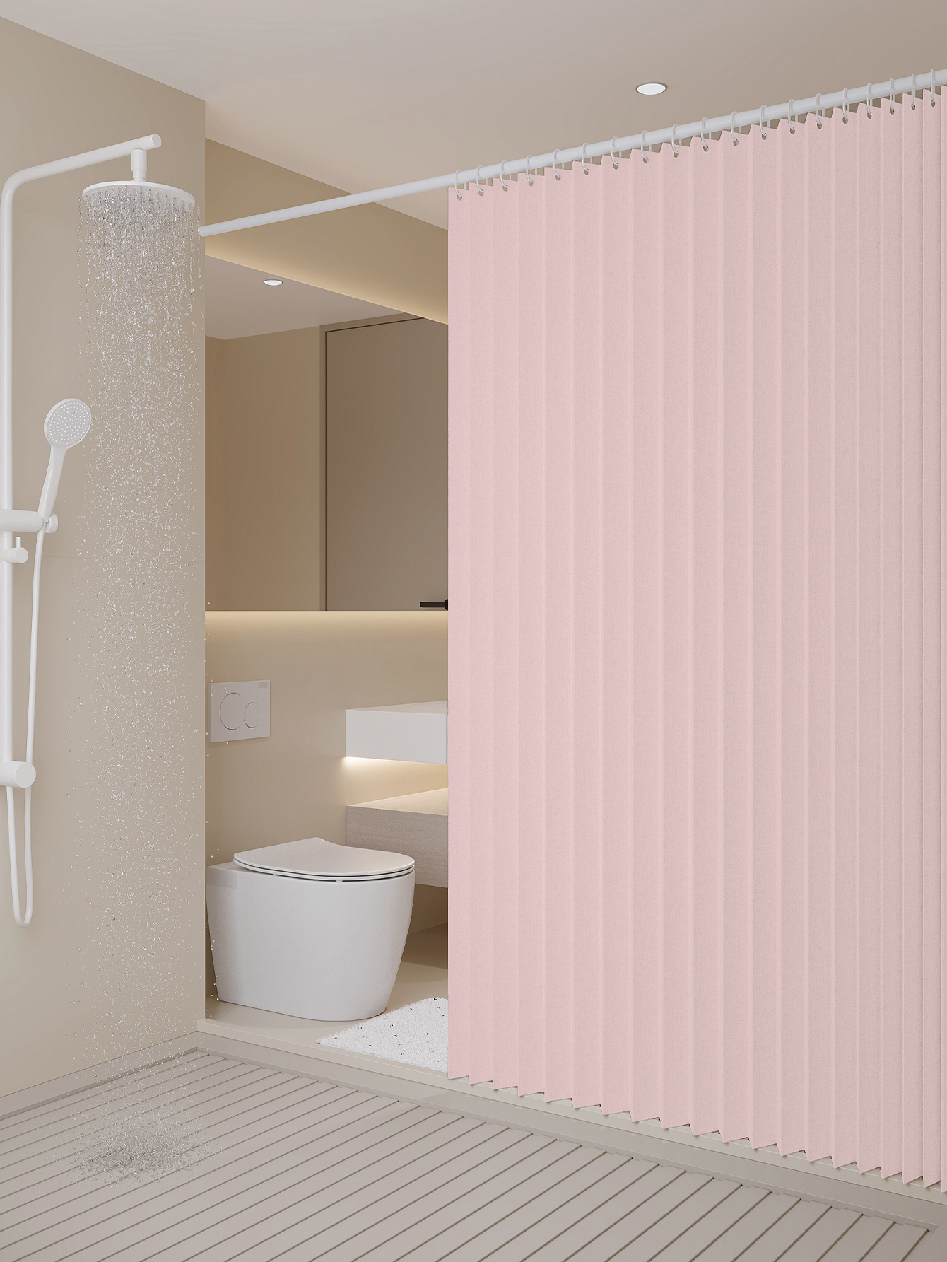 1PC folding curtain series shower curtains are suitable for bathrooms and bathrooms: 180*180cm / Pink