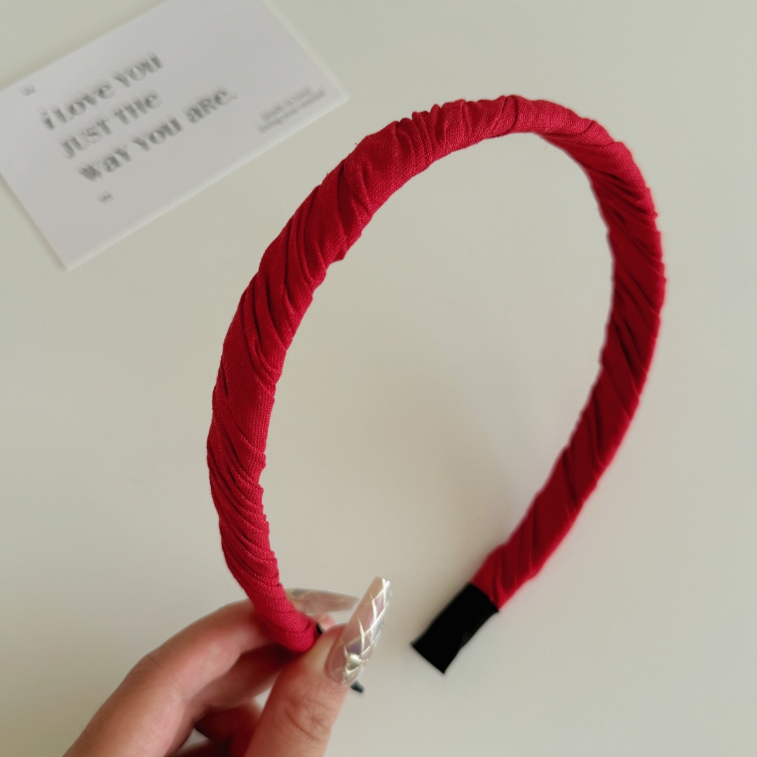Colorful thin Fabric Wrapped Hairband Headband Hair Accessories Hair Jewerlery: Red