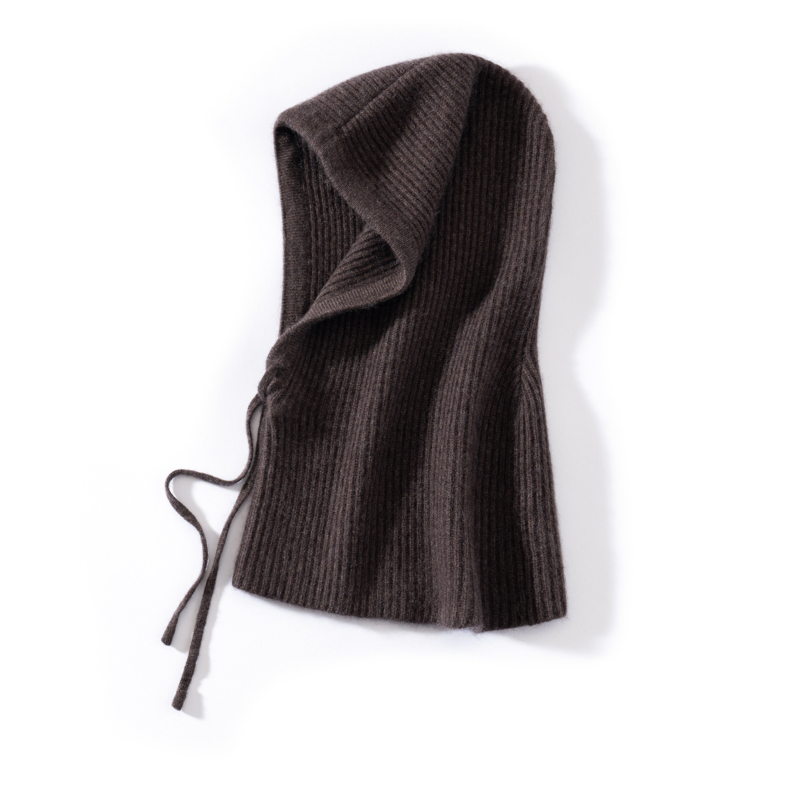 Ull kasjmir strikket hette lue skjerf luer dame menn vinterhals varm balaklava hodeplagg luer unisex 4 farger: Aubergine