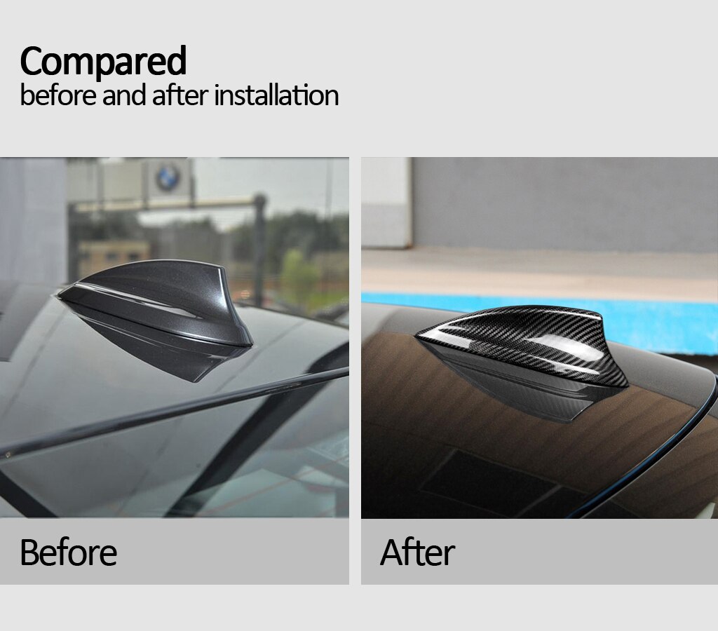 Ægte kulfiber bil tag hajfinne antenne antenner dæk trim til bmw  e90 e92 f20 f30 f10 f34 g30 g20 f15 f16 f45 bil styling