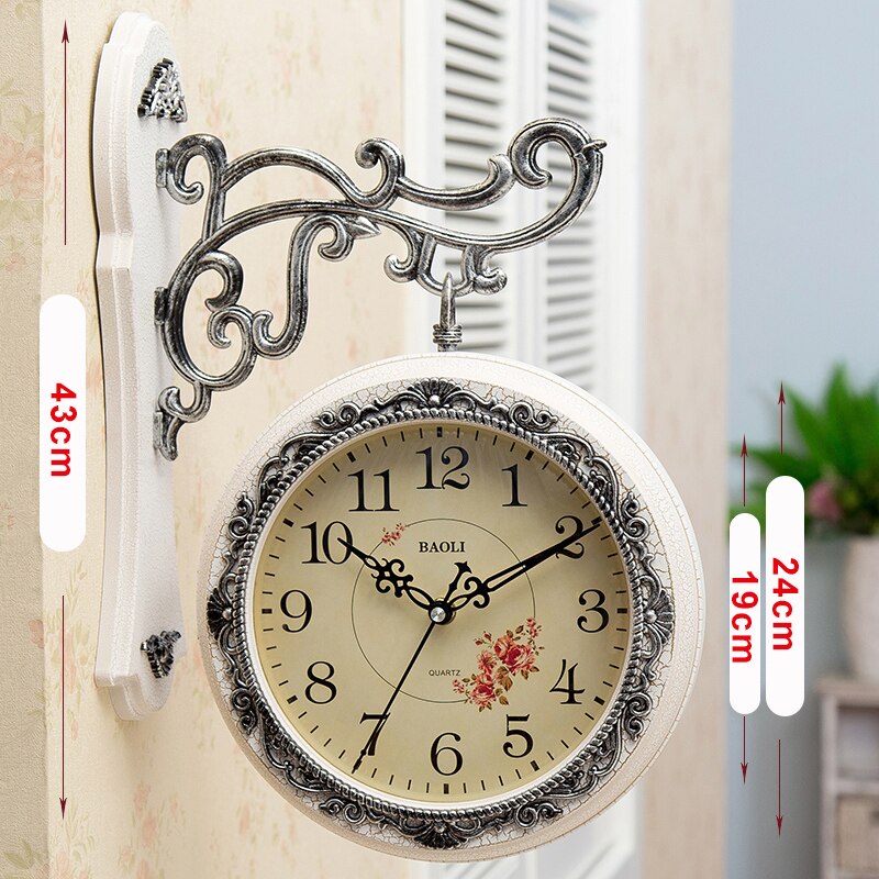 Reloj de pared grande de doble cara, reloj de pared Vintage, mecanismo de relojes digitales, moderno, accesorios de decoración del hogar: clock 2