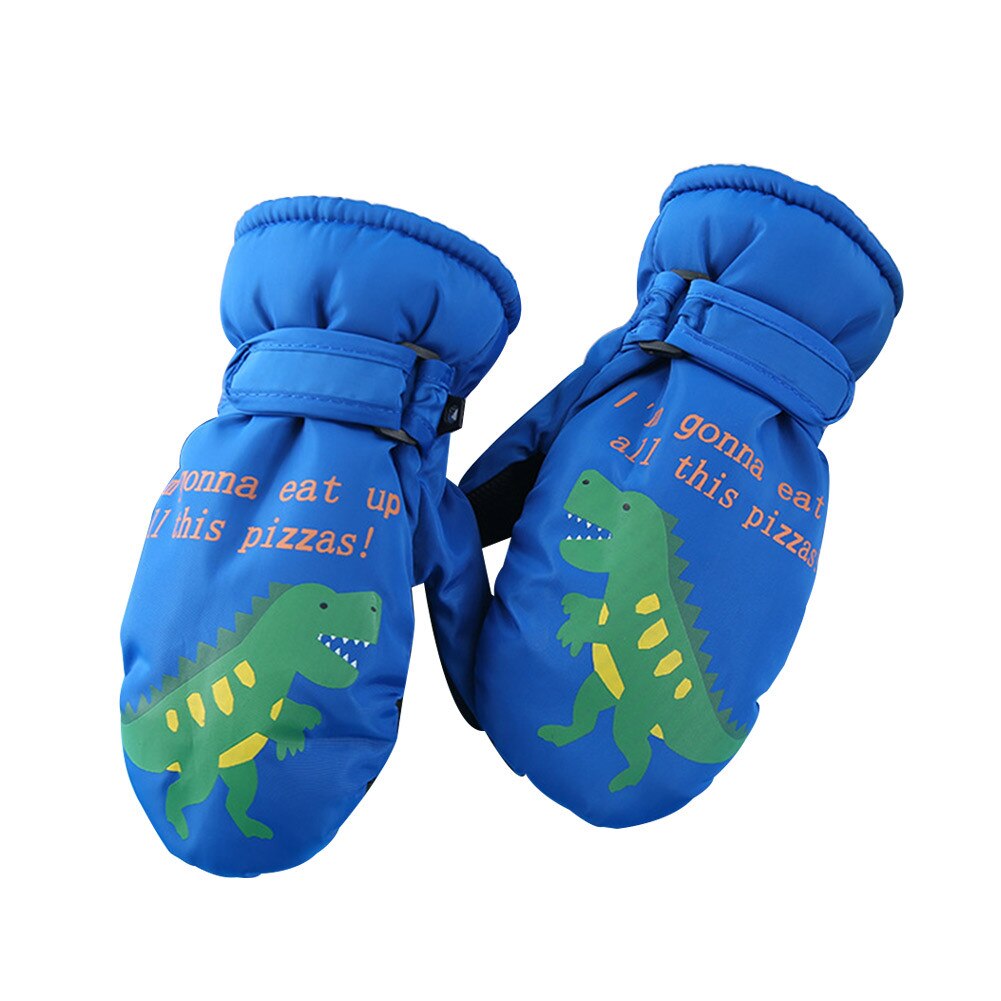 Petit dinosaure enfants hiver coupe-vent gants gants chauds en plein air garçon fille coupe-vent enfants Snowboard gants: Bleu