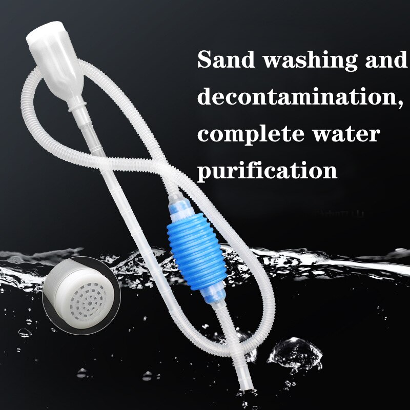 Aquarium Gravel Cleaner Siphon Fish Tank Vacuum Cleaner with Fishing Net Long Nozzle Water Flow Controller