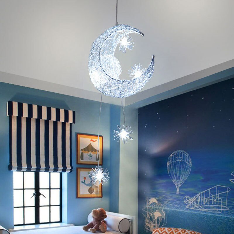 Maan led ster kroonluchter slaapkamer meisjeskamer kinderkamer kroonluchter stijl decor hanglamp  g4 kinder lusters led lampen