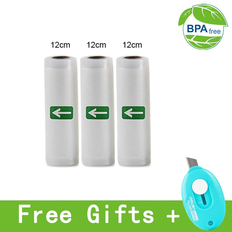 3 Rolls Food Vacuum Sealer Bags 12 15 20 25 28 x 500cm For Food Saver Rolls Home Sealing Vacuum Packer Bags: 12cm3pcs