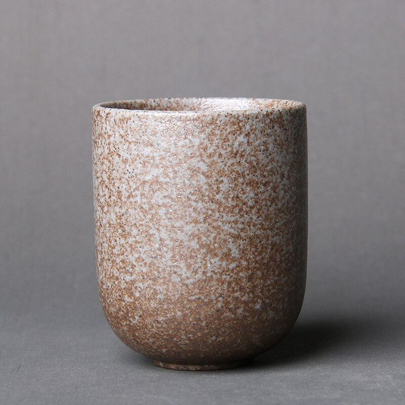 Taza de té de cerámica japonesa, taza de café de porcelana de 128ml, cerámica rugosa de té de kung-fu, vasos grandes de cerámica de piedra para té: White