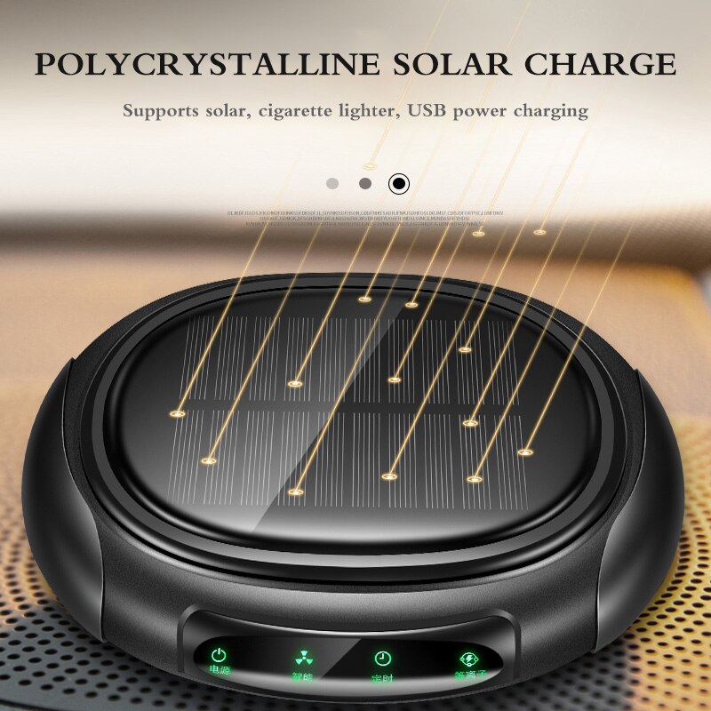 Portable voiture solaire véhicule maison pas de bruit filtre à énergie solaire nettoyant Purifier ozoniseur éliminateur d'odeur Anion purificateur d'air
