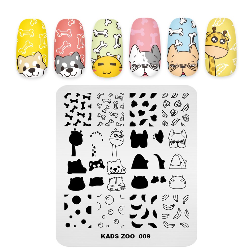 Nail Art Stamp Template Words Letter Small Patterns Nail Stamping Plate DIY Image Printing Plate Stainless Steel Stencils: Zoo 009