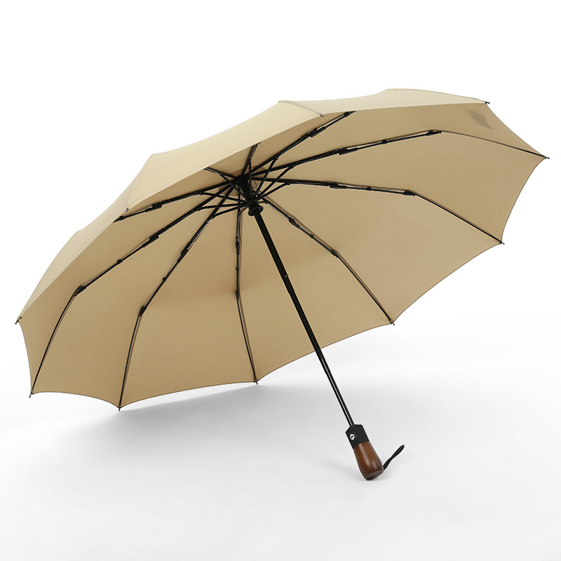 Vindafvisende foldning automatisk paraply regn kvinder auto luksus store vindtætte paraplyer regn til mænd sort belægning 10k parasol: Mørk khaki