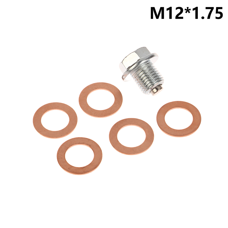 1Pc Auto Modificatie Magnetische Zuig Aftapplug Schroeven Met 5 Pakkingen Neodymium Magneet Rvs Bout Zware Olie plug: Ivoor