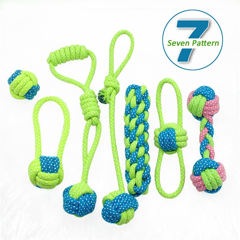 7 package chewing cotton rope dog toy dog outdoor teeth cleaning dog rope toy puppy chewing molar toy bulldog pug