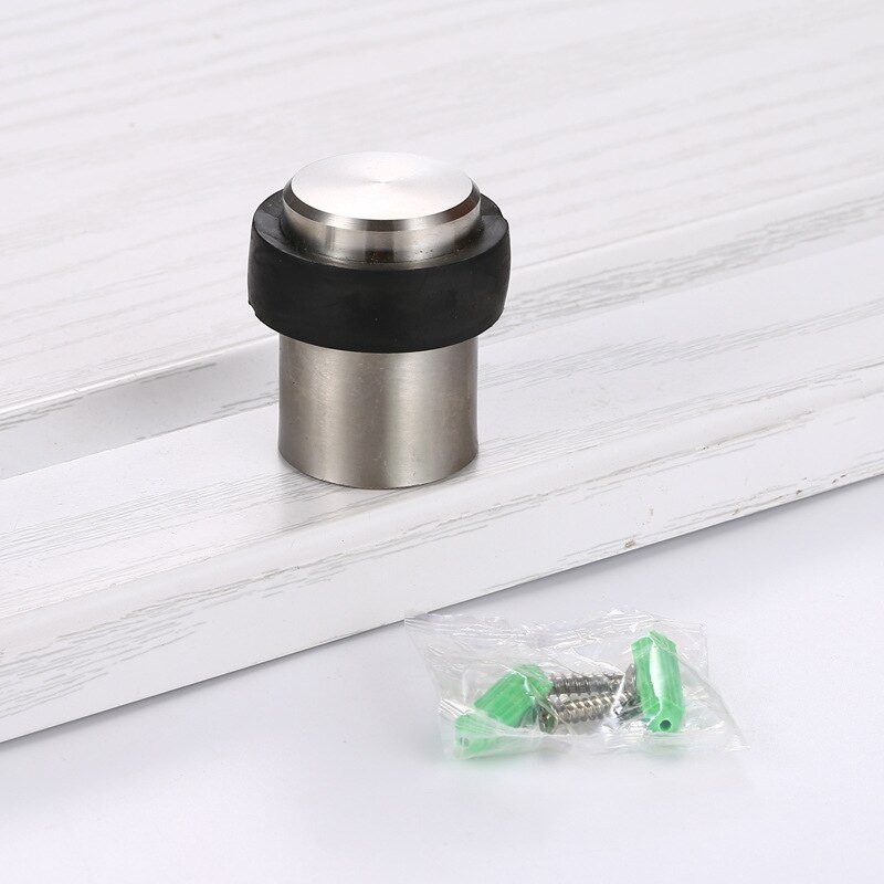 Anti-collision door stop No perforated stainless steel round door stop Safety household door stop mounted cylindrical door: Punch 46mm