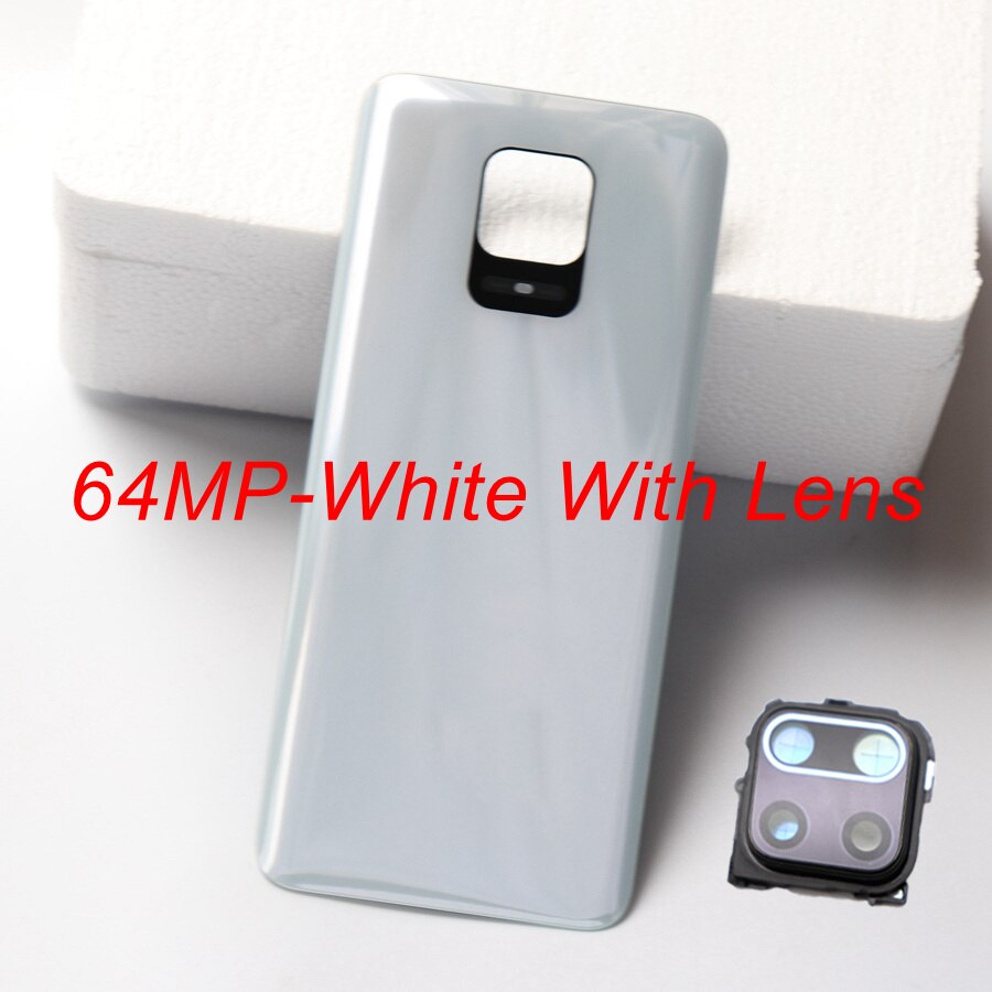 Back Glass Cover for Xiaomi Redmi Note 9 Pro 9S Battery Cover Rear Housing Door Glass Panel Case for Redmi Note 9S Battery Cover: 64MP-White With Lens