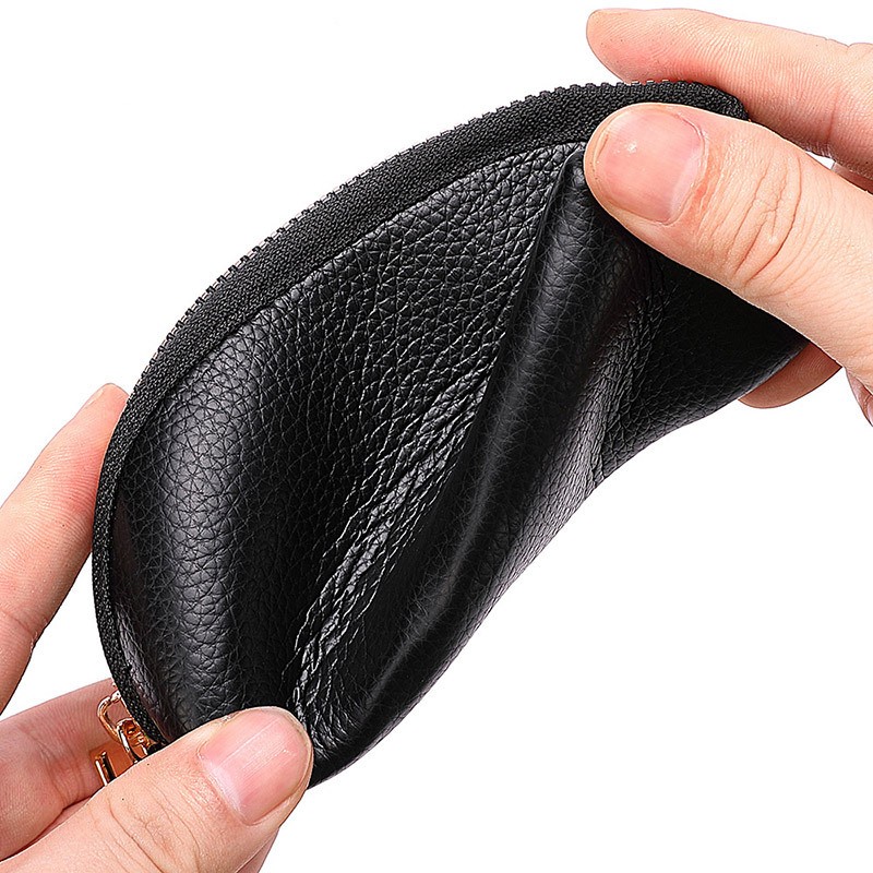 Bolsa organizadora de cuero suave para hombres y mujeres, cartera para llaves de coche, llavero de casa, funda para llaves con cremallera, Mini bolsa para tarjetas