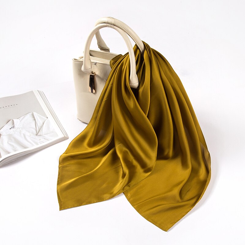 70*70cm Imitation soie doux solide écharpe pour les femmes foulard carré foulards bureau dame accessoires sac vêtements ornement