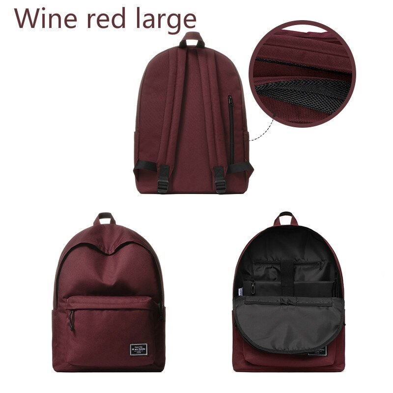 Unisex laptop rucksack frauen schule tasche für mädchen bunte leinwand reise rucksack männer wasserdichte rucksack junge college tasche: Wine red large